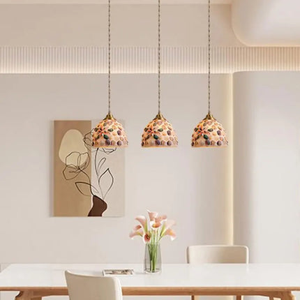 Suspension Tiffany en verre coquille LED style méditerranéen — LZ4X9P2N
