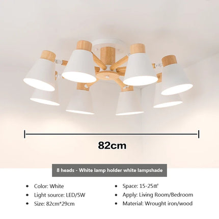 Lustre suspension nordique en bois massif pour hôtel et restaurant — LZ4P9X