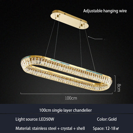 Lustre intérieur en cristal et cuivre à trois couches — LZ4X9P2