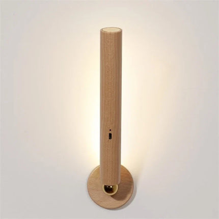 Applique murale rotative en bois avec chargement USB et gradation tactile — LZ4X9P2