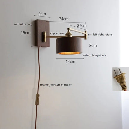 Applique murale LED en bois de frêne et noyer — LZ4X9T2