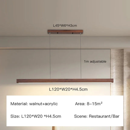 Suspension LED moderne en bois avec télécommande pour bar et table — LZ4X9T
