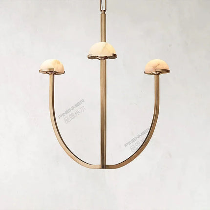 Lustre en marbre naturel espagnol avec LED et finition cuivre style rétro — LZ4X9T1