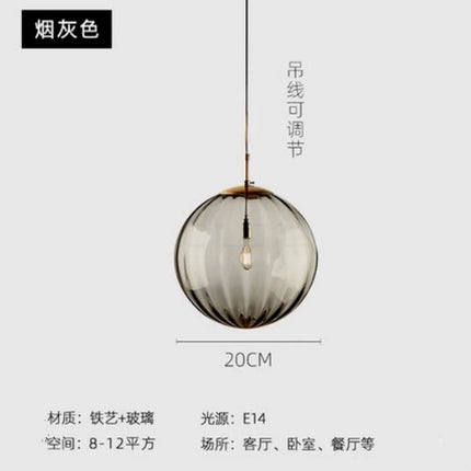 Lustre boule de verre coloré nordique lampes suspendues moderne Grain d'eau Restaurant cuisine luminaire suspendu chambre lampe de chevet