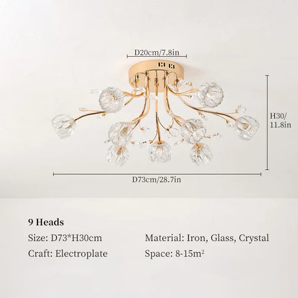 Lustre moderne en verre et cristal pour décoration intérieure — LZ4X9P