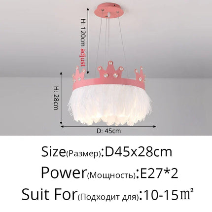 Lustre suspension nordique luxe avec cristaux et plumes — LZ4X9T2