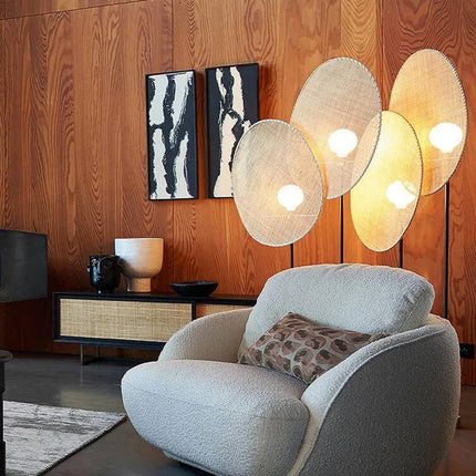 Lampadaire en rotin tissé style asiatique pour intérieur moderne — LZ4X9T1