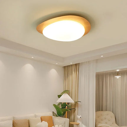 Plafonnier LED nordique en bois noyer et acrylique avec galets — LZ4X9P2
