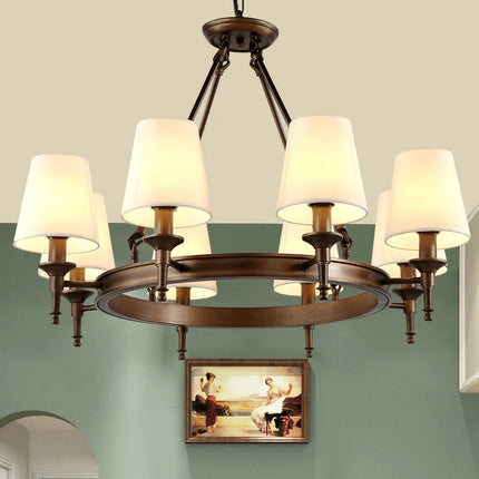 lustre américain rétro maison intérieur salon salle à manger décor plafond tissu abat-jour Lampara techo