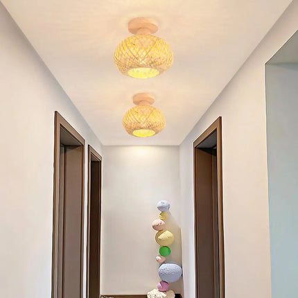 Plafonnier rétro en bambou tissé pour intérieur décoratif — LZ4X9Q
