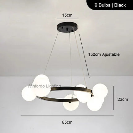 Lustre LED design doré rond à boules en verre