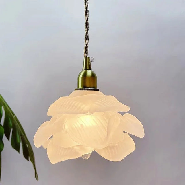 Suspension rétro en laiton et verre à pétales décoratives — LZ4X9J