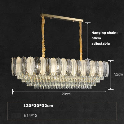 Lustre suspension LED art déco en cristal avec plumes blanches et grises — LZ4X9T2
