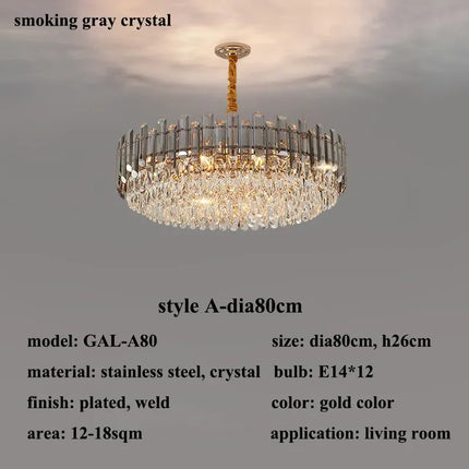 lustre de luxe moderne en cristal transparent pour décoration intérieure