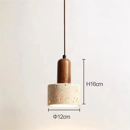 Suspension LED minimaliste japonaise en noyer et travertin — LZ4X9P