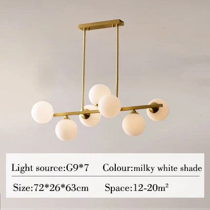 Lustre suspension en cuivre avec globe en verre pour intérieur — LZ4X9P2