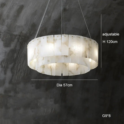 Lustre suspension LED postmoderne en marbre naturel pour villa — LZ4X9J