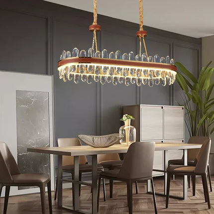 Suspension en cristal et cuir pour éclairage moderne et créatif — LZ4X9P