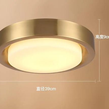 Plafonnier rond en cuivre avec abat-jour en verre moderne — LZ4G7M9
