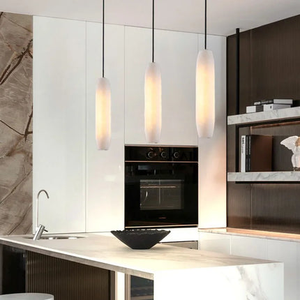 Suspension en marbre naturel avec câble réglable en laiton — LZ7D9X