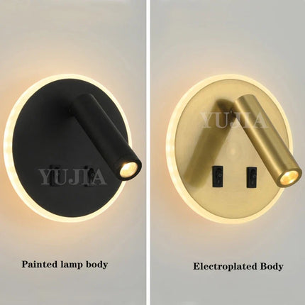 Applique murale LED moderne avec ports USB et lampes de lecture réglables — LZ4X9P2