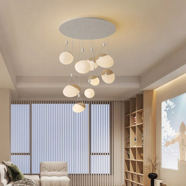 Lustre suspension nordique minimaliste pour villa et duplex — LZ4X9Q2