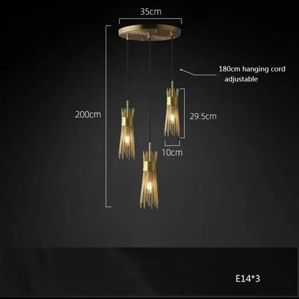 Lustre suspendu LED créatif en cuivre plein pour décoration — LZ4X9P