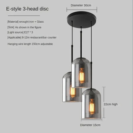 Suspension vintage en verre fumé pour loft et restaurant — LZ4X9P