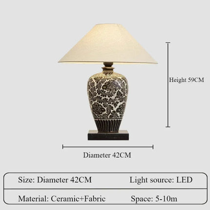Lampe de bureau rétro en céramique avec abat-jour en tissu — LZ4X9P2