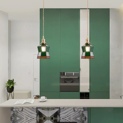 Suspension nordique en verre teinté et cuivre élégant — LZ4X9P