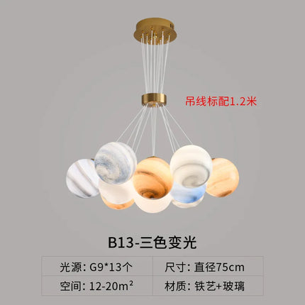 Lustre LED nordique forme planètes en boule de verre lunaire — LZ4X9T2