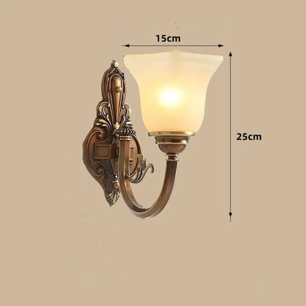 Lustre vintage en cuivre avec abat-jour en verre dépoli — LZ4X9Q2