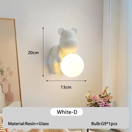 Applique murale enfant en résine et verre motif ours — LZ4J9XQ