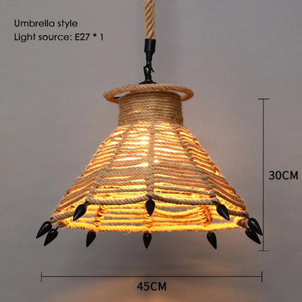 Sisal chanvre corde suspension plafonnier Lustre suspendu Lustre fer main tressage rustique rétro pour salle à manger décor