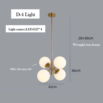 Lustre suspension en verre laiteux style nordique pour intérieur — LZ4D9X2