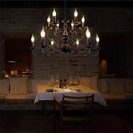 Lustre suspension industriel en fer effet bougie pour intérieur — LZ4X9T2