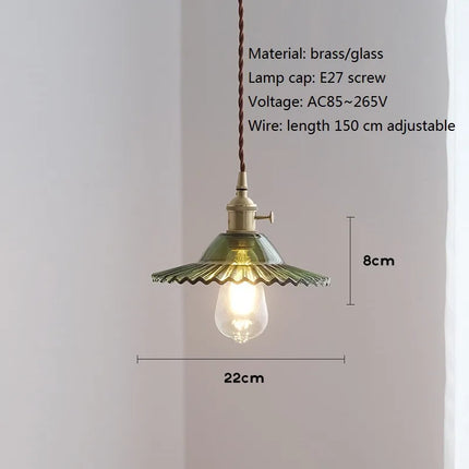 Suspension vintage en verre et laiton style nordique — LZ4X9P2