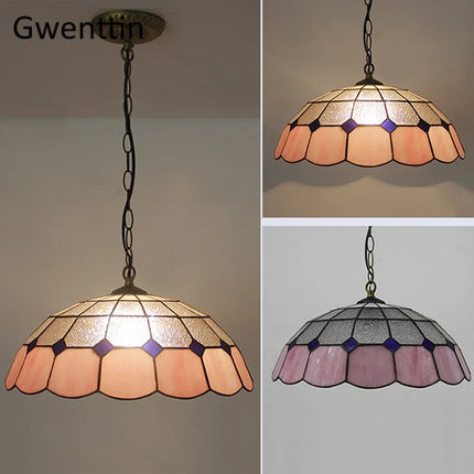 Suspension en verre teinté style Tiffany pour décoration intérieure — LZQ7M2