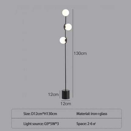 Lampadaire nordique à trois têtes en verre blanc design post-moderne — LZ4QJ7M