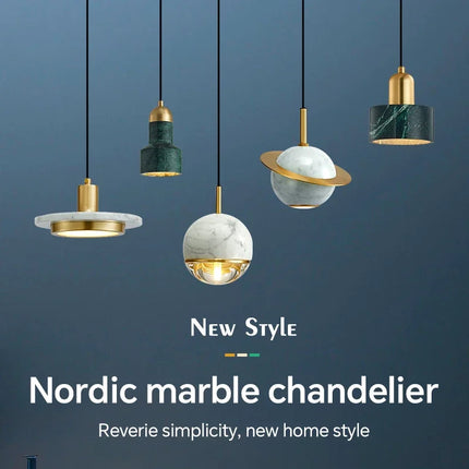 Suspension nordique en marbre et cuivre au design moderne — LZ4X9T