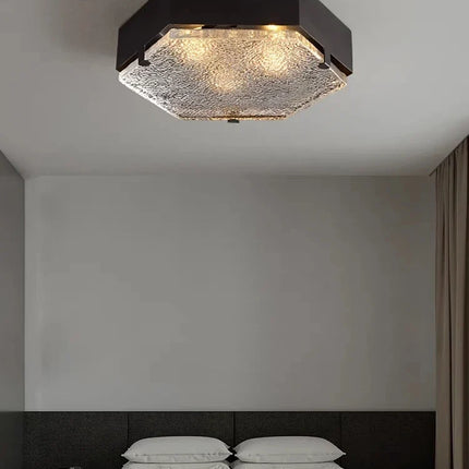 Plafonnier en cuivre avec verre ondulé pour intérieur moderne — LZ4X7Q