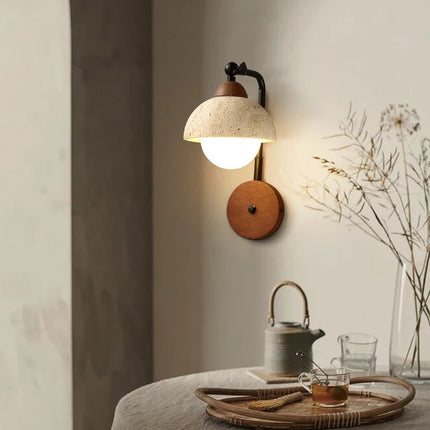 Applique murale LED demi-cercle en travertin au design moderne — LZ4X9P2