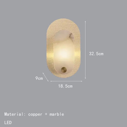 Applique murale ellipse en marbre naturel style art déco 3000K — LZ4X9T2