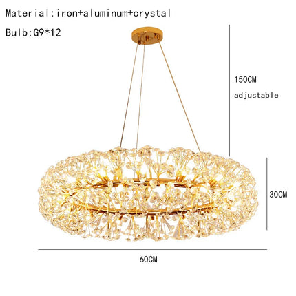 Lustre rond LED en cristal motif pissenlit lumineux — LZ4X9T1