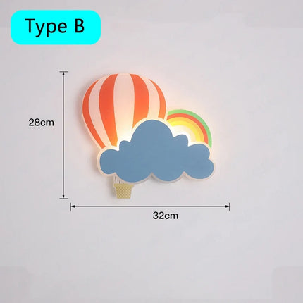 Applique murale LED nuage avec ballons à air chaud pour enfants — LZ4X9T