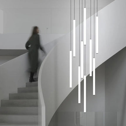 Lustre tube long moderne pour villa nordique et hall d’exposition — LZ4X9P2