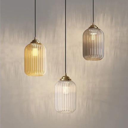Suspension vintage en verre rayé pour restaurant — LZ4X9M