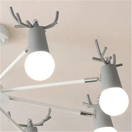 Lustre LED en fer et bois forme cerf pour intérieur — LZ4X9P