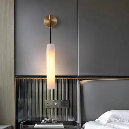 Applique murale cylindrique en marbre naturel avec câble cuivre réglable — LZ4QX7B