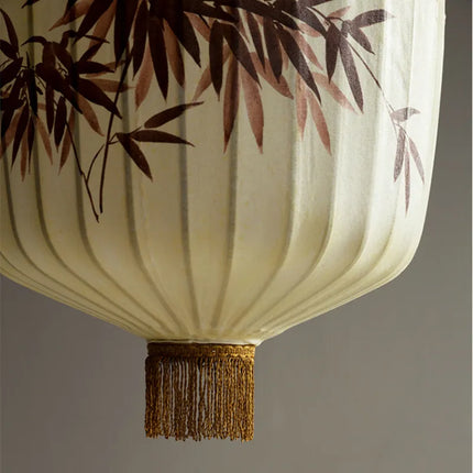 Lanterne suspension en tissu chinois à motif dessiné à la main pour salon et restaurant — LZ4X9P